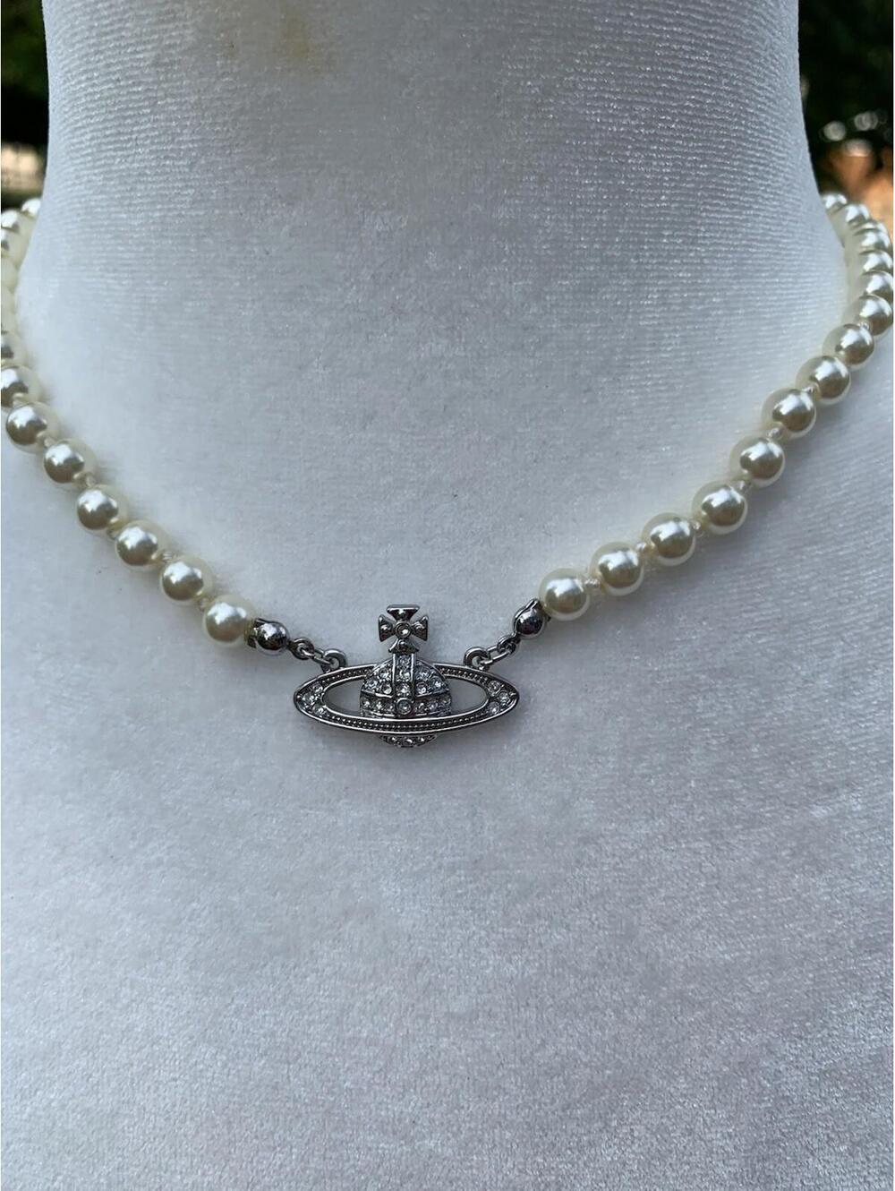 Vivienne Westwood One Row Layer Pearl Drop Gold Necklace Choker New Silver NEW